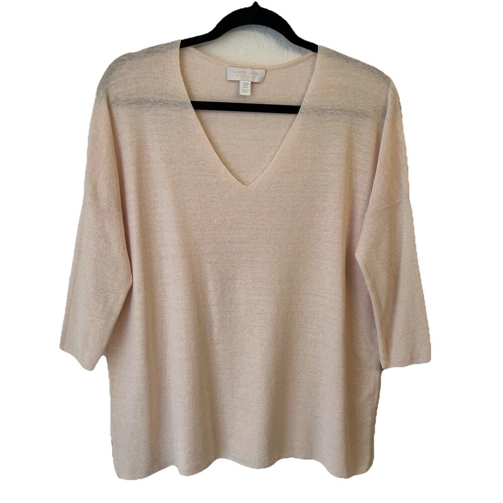 The White Company Linen‎ Sweater Womens M Peach Pink Cotton Lightweight Beachy